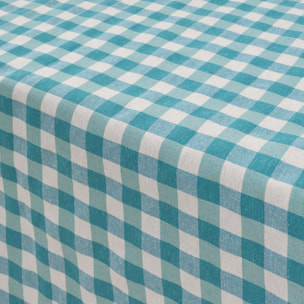 Nappe en tissu 100% coton Vichy Bleu Clair