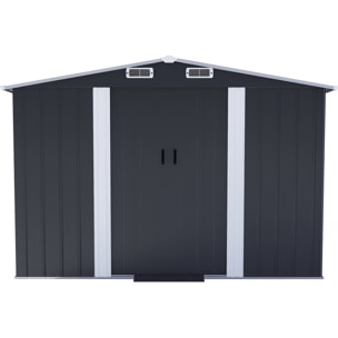 Abri de jardin métal avec porte coulissante "Boston" - 6,54 m² - Gris