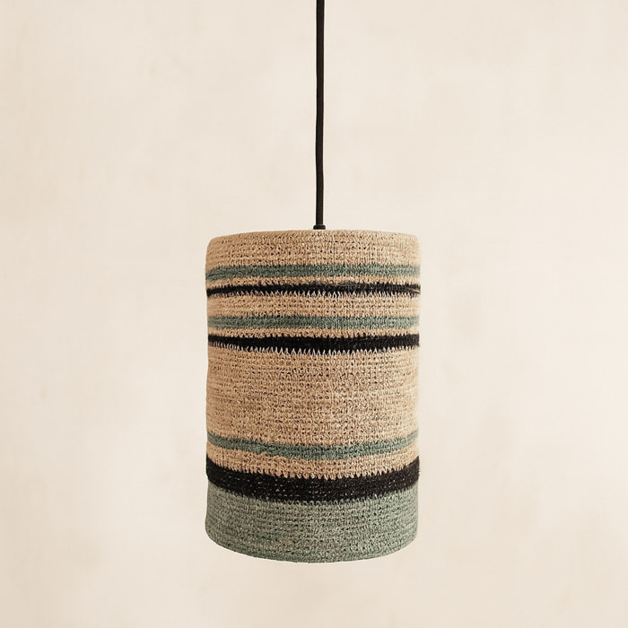 Suspension en jonc de mer naturel et vert BARBADE