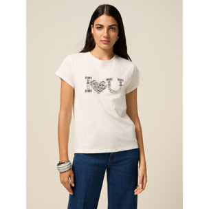 Oltre - Camiseta de punto jersey con aplicación de joya - Blanco