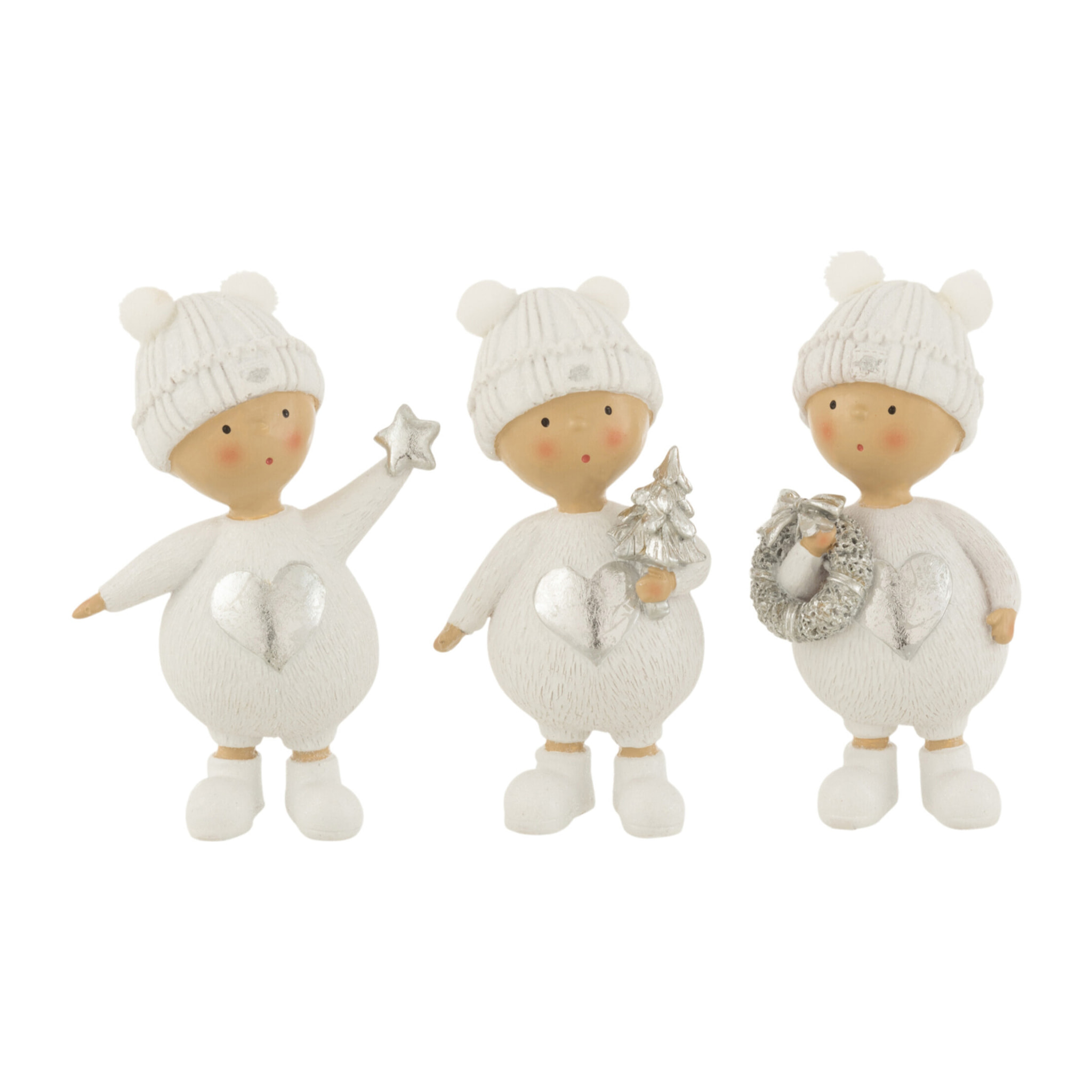 J-Line figurine Enfant Hiver - polyrésine - blanc/argent - small - 3 pcs