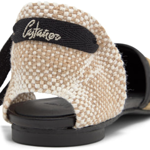 Alpargata plana Gasby en napa con cierre de cintas