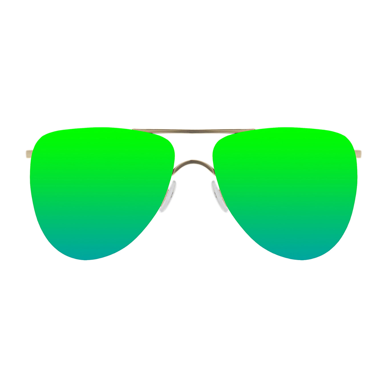 Gafas de sol OCEAN LONG BEACH - Nueva / De pc con montura dorada mate y lente plana revo verde diamante real