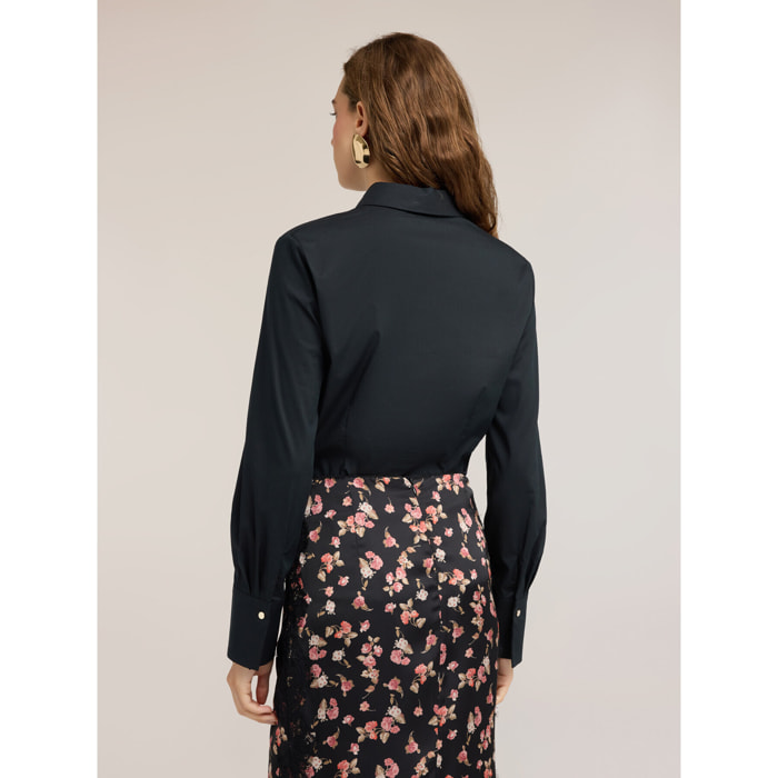 Motivi - Camisa de popelín con botones ocultos - Negro