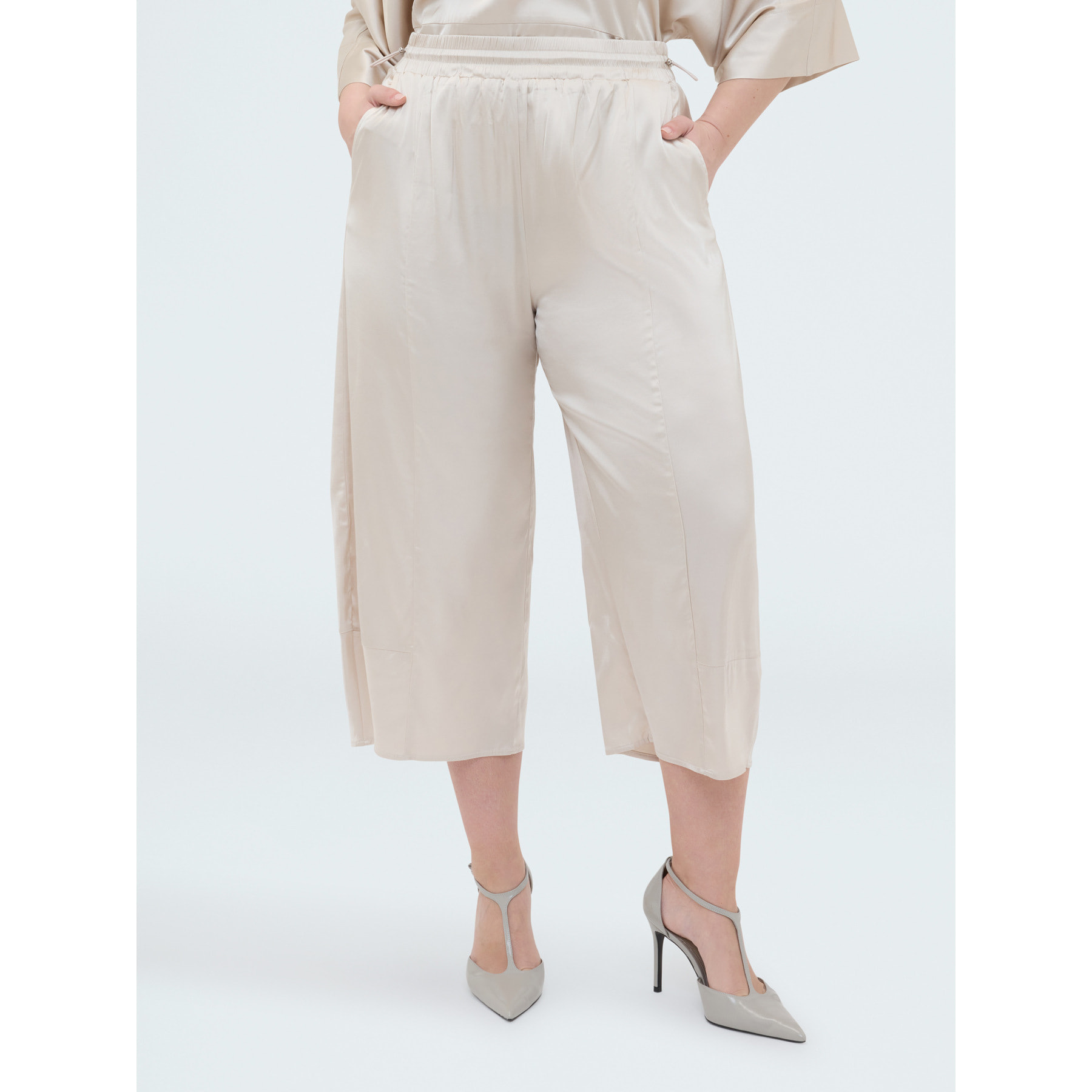 Fiorella Rubino - Pantalones Balloon en raso stretch - Blanco
