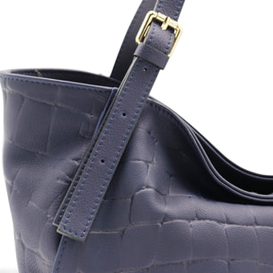 Borsa a Spalla Cheval Firenze Sarin Croc Blu Scuro