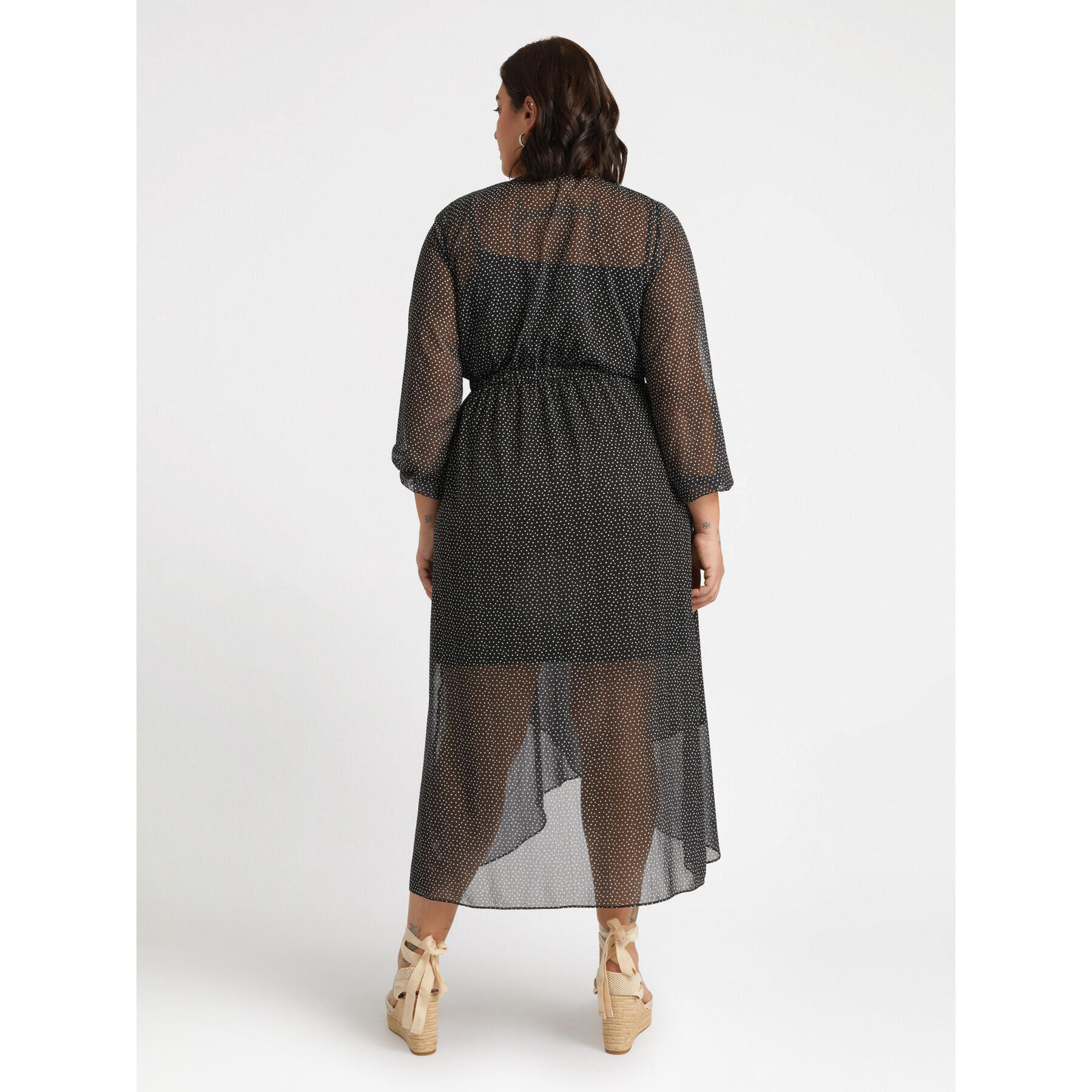 Fiorella Rubino - Vestido estampado con parte delantera cruzada - Negro