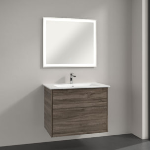 Set meuble avec vasque Finero Villeroy & Boch 65cm Chêne stone oak avec miroir avec éclairage