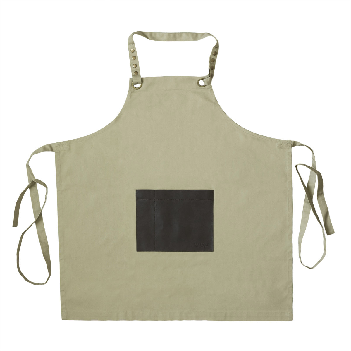 Honoré - Tablier en tissu beige avec poche en simili cuir marron