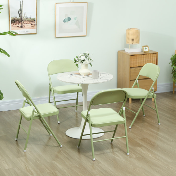 Lot de 4 chaises pliantes assise dossier rembourrés acier velours vert