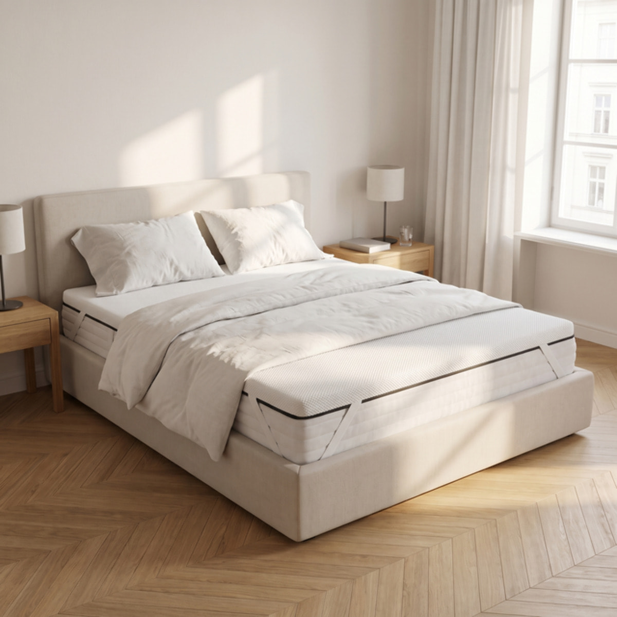 Topper Materasso in Memory Foam con Fibra d’Argento, Alto 5 cm, Traspirante e Antistatico con Elastici, Certificato OEKO-TEX, Made in Italy