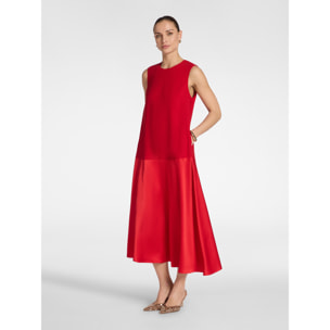 Elena Mirò - Vestido flare largo en cady y envers satén - Rojo
