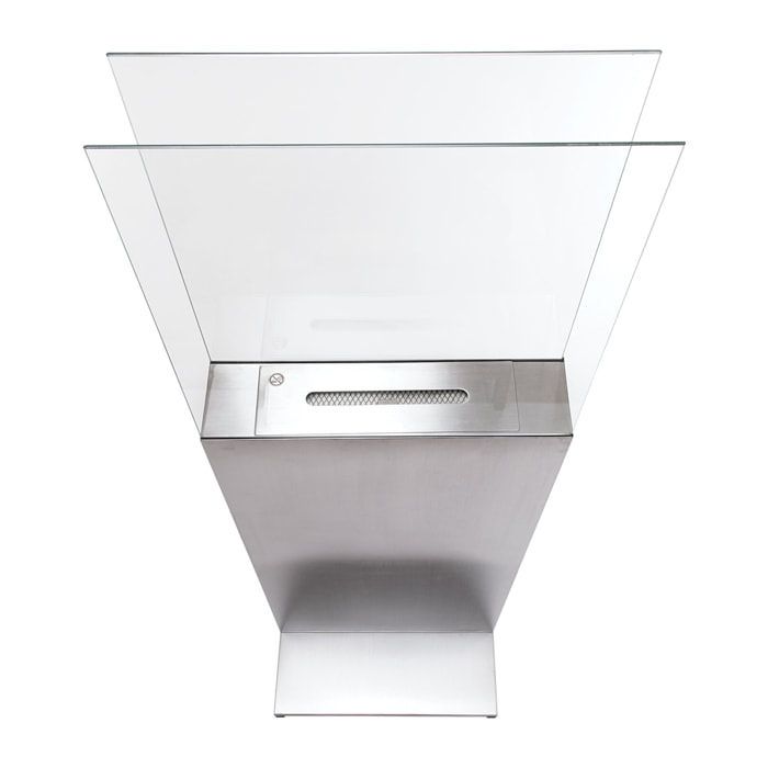 Cheminée à l'éthanol au sol en acier noir et flamme réglable