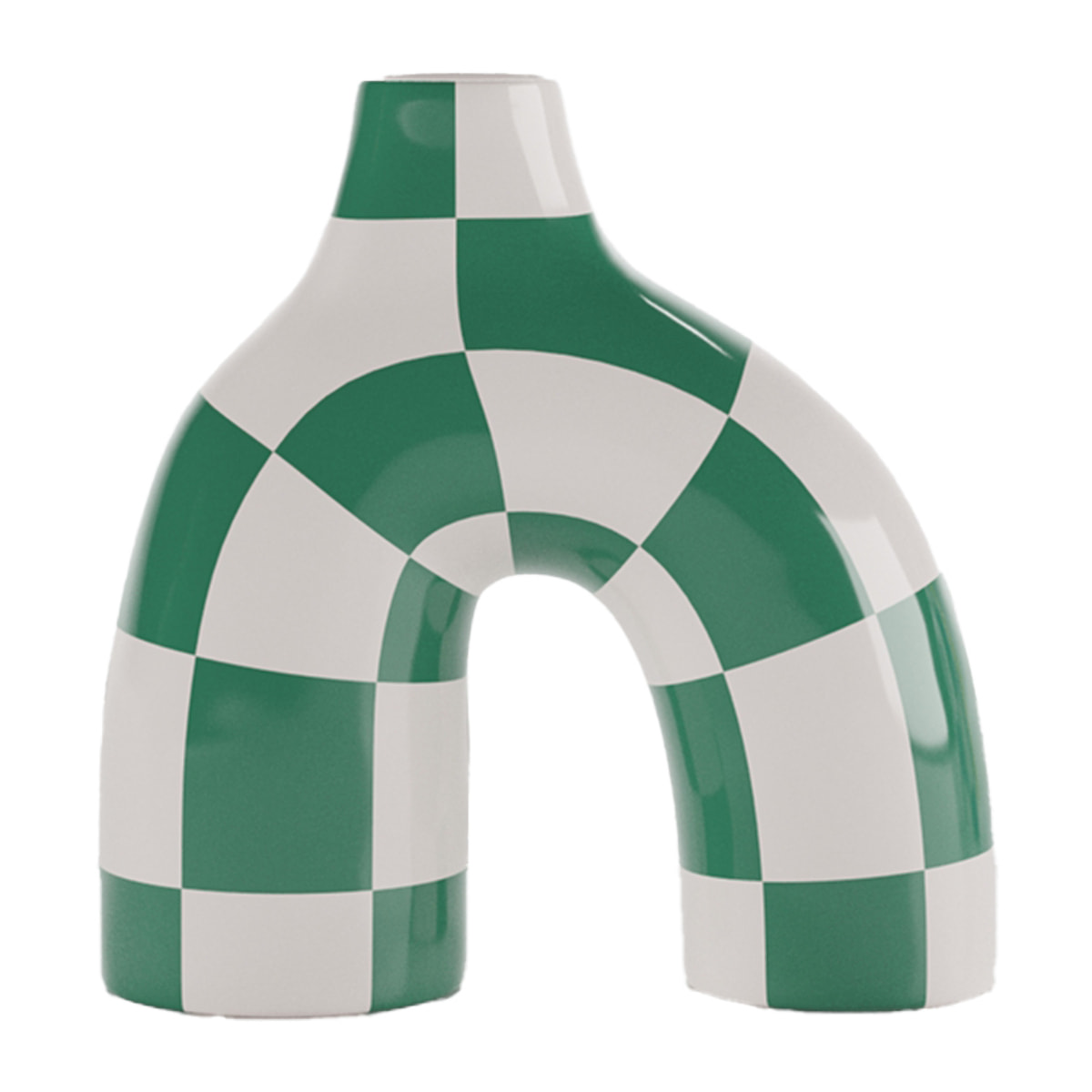 Phoenix - Vase art moderne à damier vert
