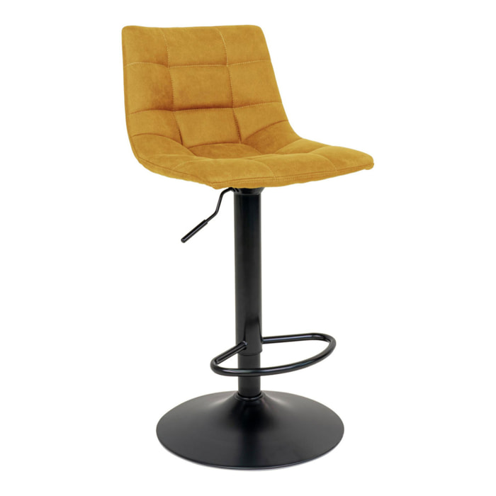 Set 2 sgabelli da bar Middelfart in velluto giallo senape con base nera