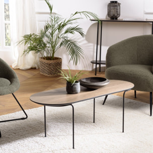 JULIA - Table basse rect. angles arrondis 100x40cm mocha pieds métal