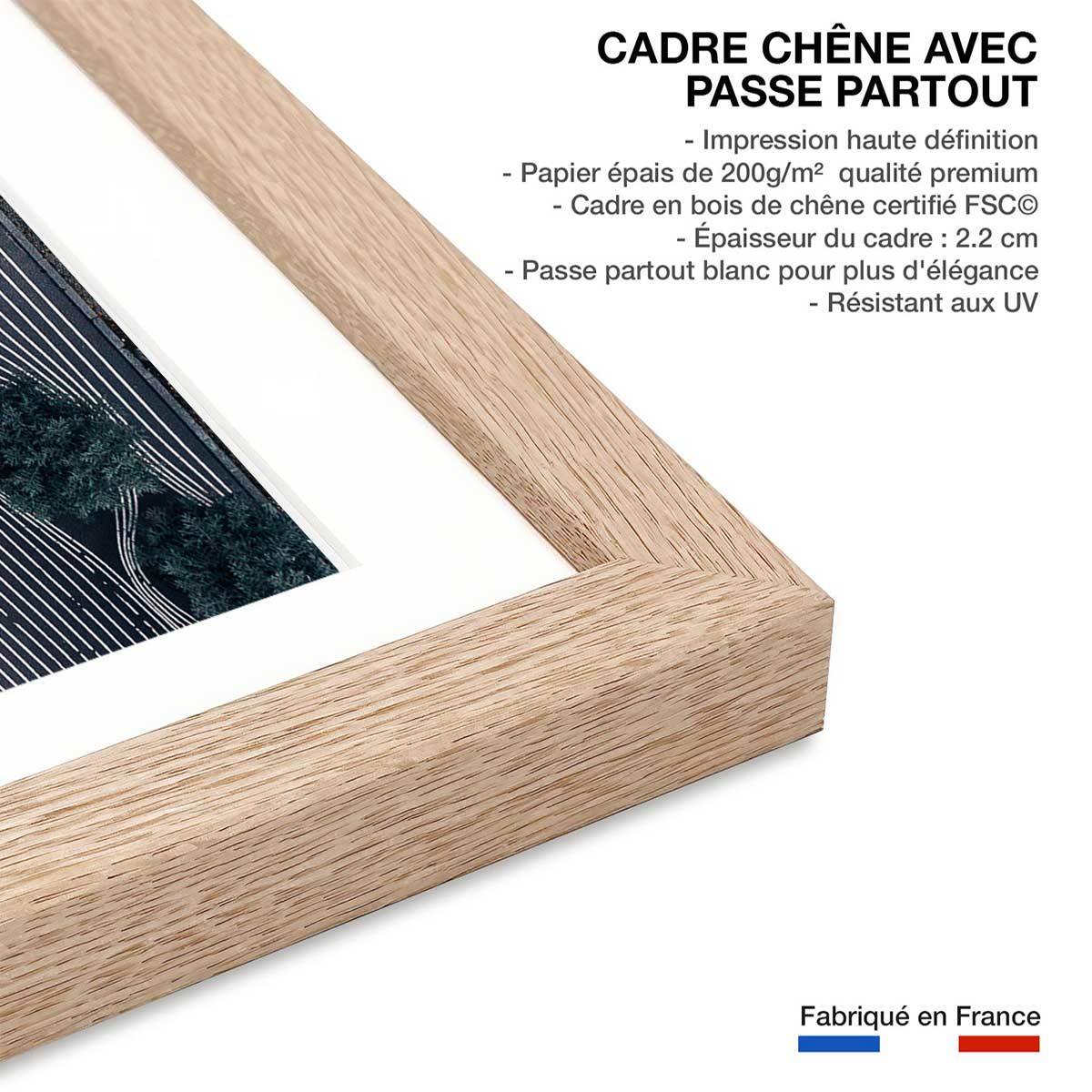 Affiche photo drône espace temps Affiche sous cadre bois
