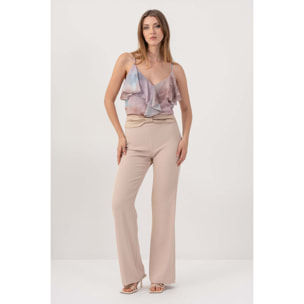 Kocca - Pantaloni straight con fiocco in vita Donna, Tinta unita