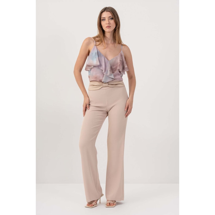 Kocca - Pantaloni straight con fiocco in vita Donna, Tinta unita