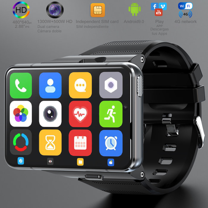 Smartwatch Phone S999 4G con SO Android 9.0, Quad Core, Wifi, GPS. Cámara incorporada. 4GB + 64GB de memoria.