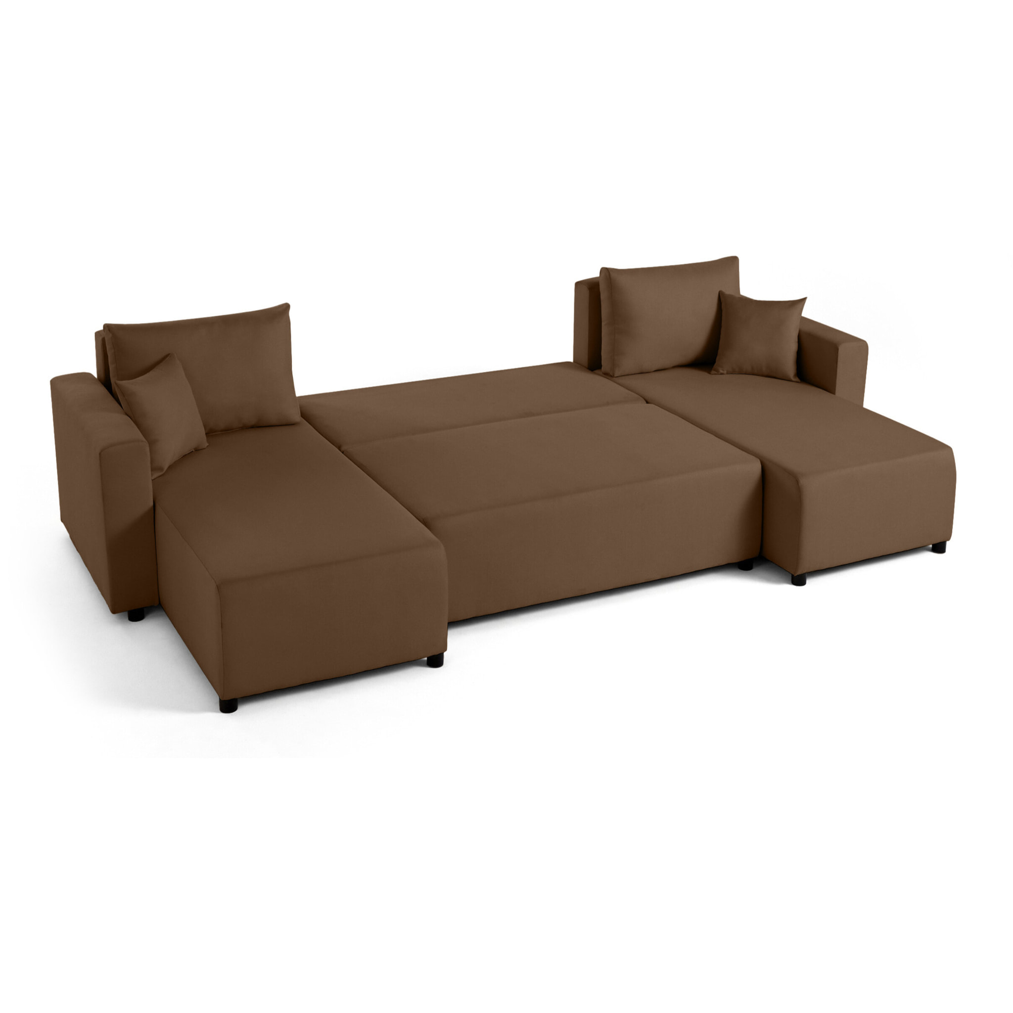 Regala - canapé panoramique - 7 places - convertible avec coffre - en tissu - Marron