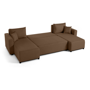 Regala - canapé panoramique - 7 places - convertible avec coffre - en tissu - Marron