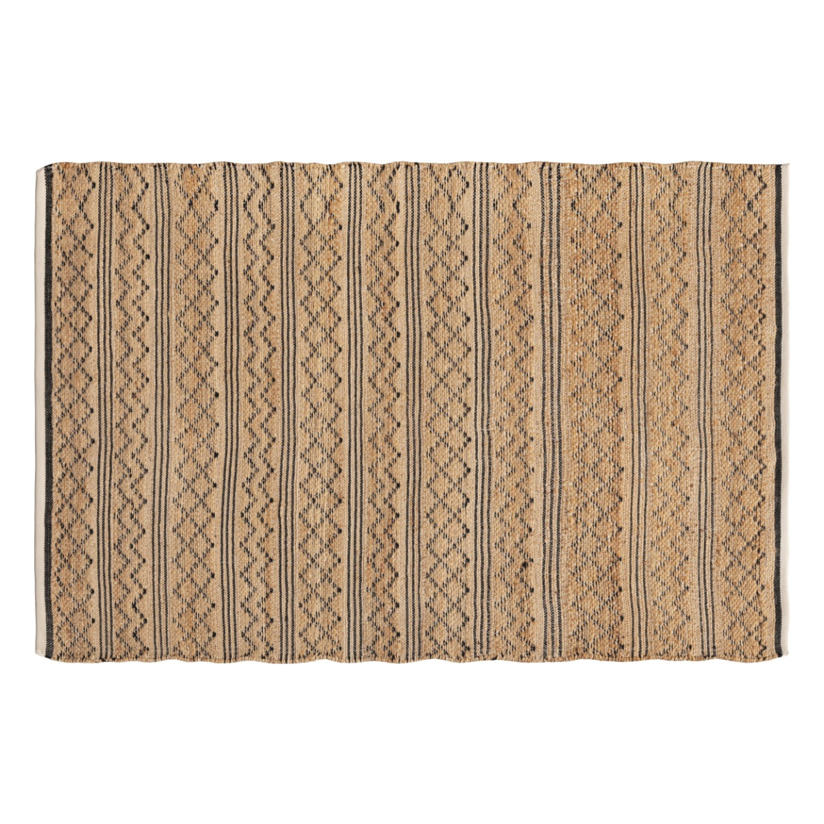 Tapis Garcia en jute rayé avec forme géométrique 180x120 cm