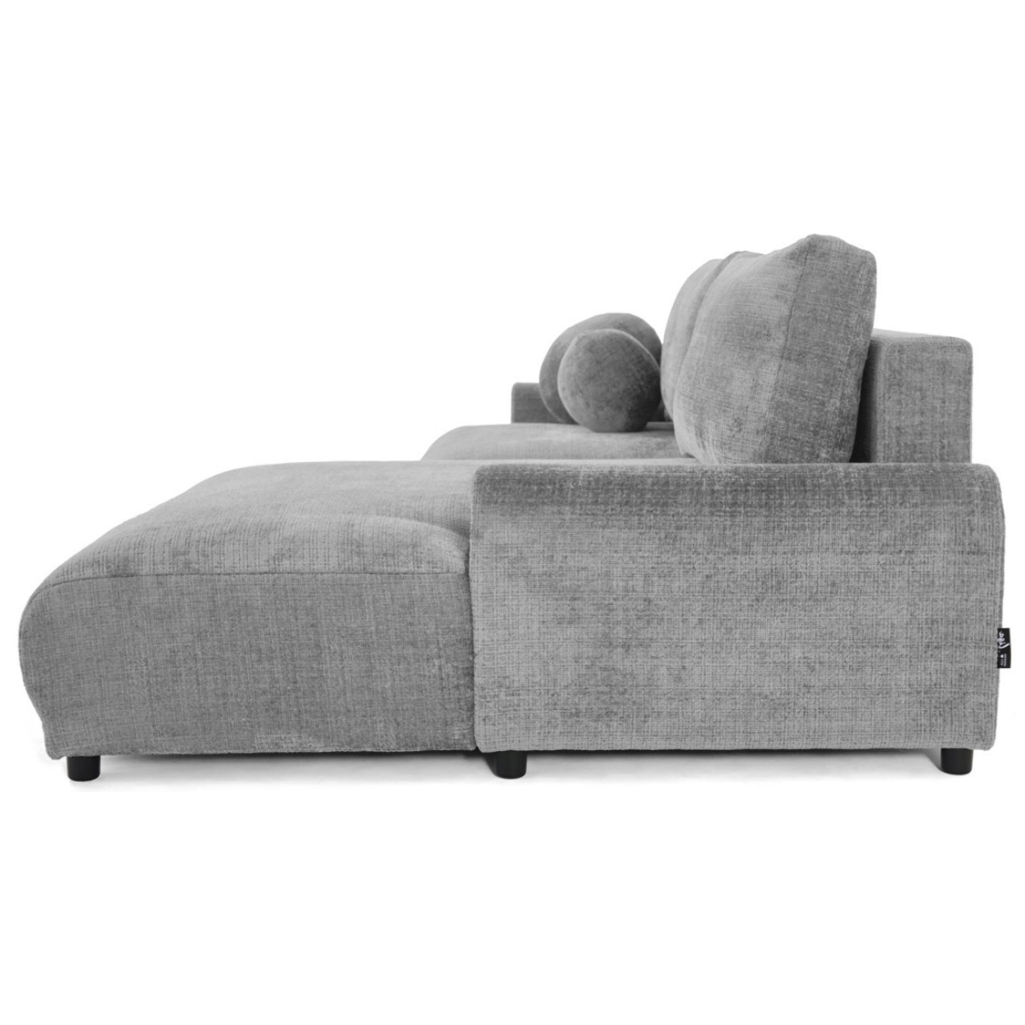 Nelly - canapé d'angle droit 4 places convertible avec coffre en velours texturé - Gris