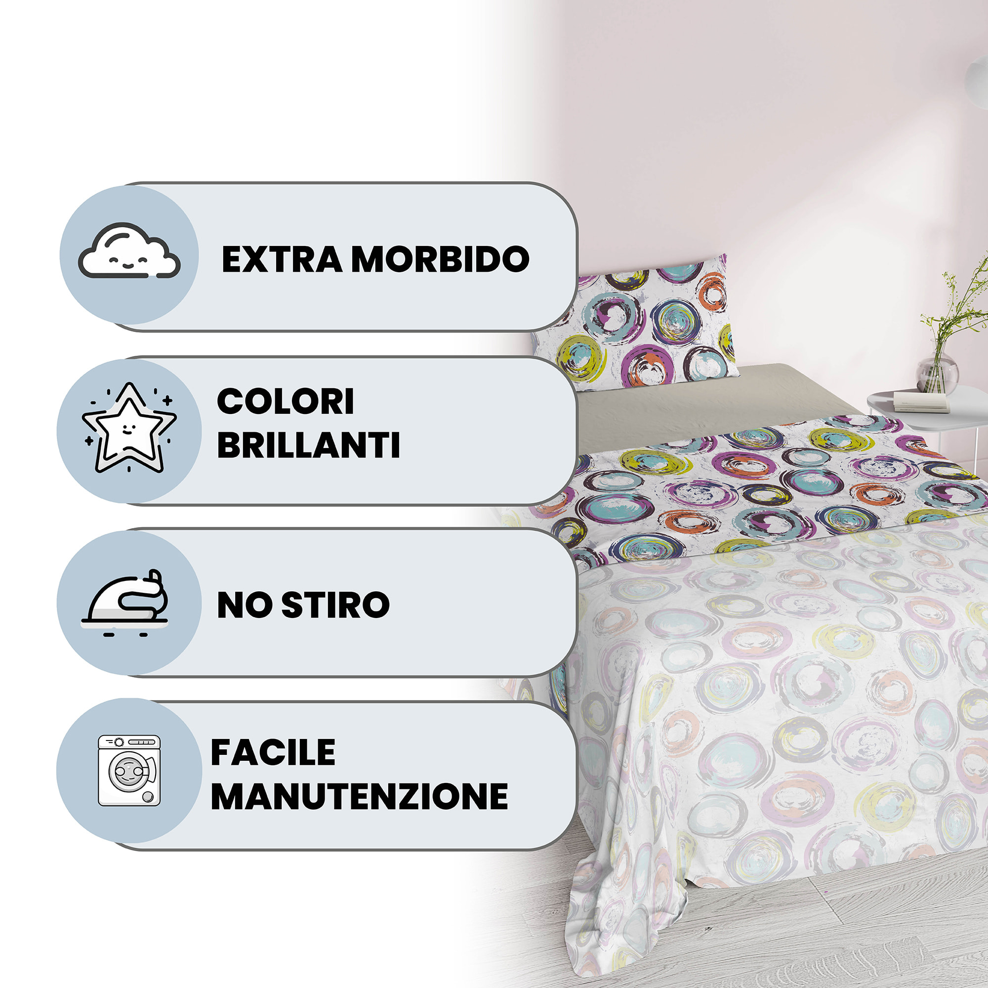 COMPLETO LETTO FANTASY PIAZZA E MEZZA - 100% MICROFIBRA