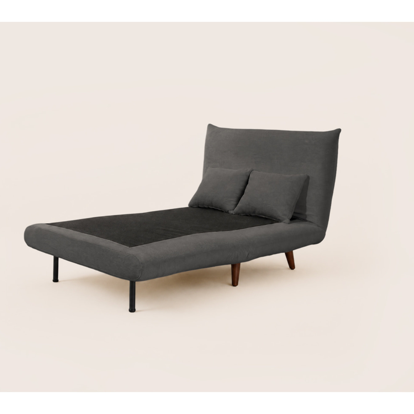 Lumi - Banquette convertible clic-clac 1 place en velours côtelé - Gris