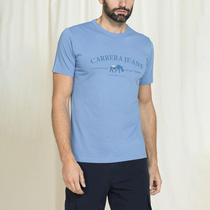 T-SHIRT VINTAGE CON STAMPE CARRERA BLUE AGE REPLICA
