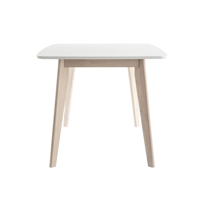 Table à manger scandinave blanc et bois clair rectangulaire L150 cm LEENA