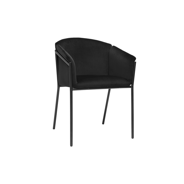Chaise design noire en tissu velours et métal BRIANE