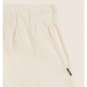 Pantaloni Cropped con Ricamo Floreale al Fondo