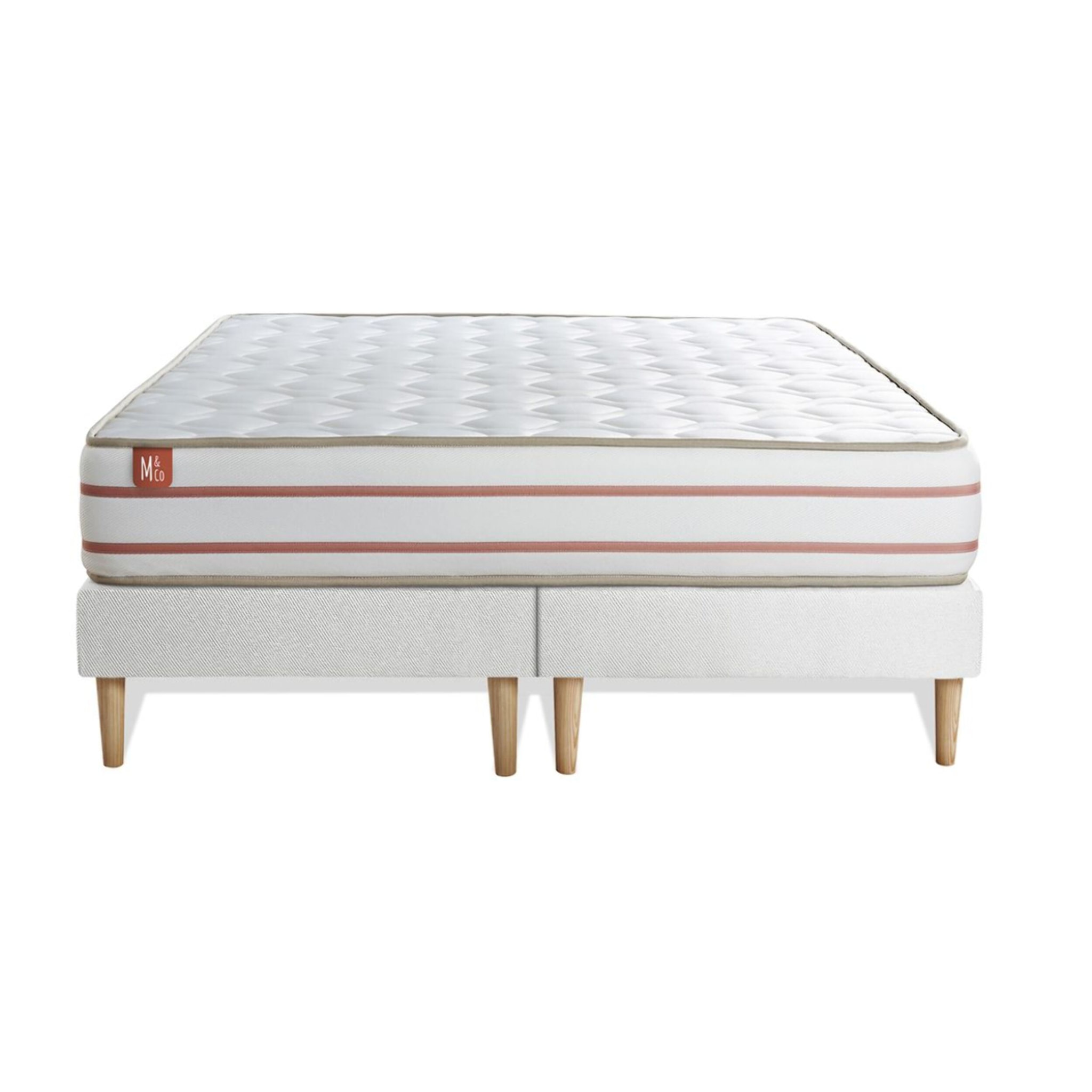 Ensemble Matelas Le Doux - 24cm - Mémoire de forme - Zéro transfert de mouvement - Sommier Tapissier Blanc