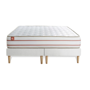 Ensemble Matelas Le Doux - 24cm - Mémoire de forme - Zéro transfert de mouvement - Sommier Tapissier Blanc