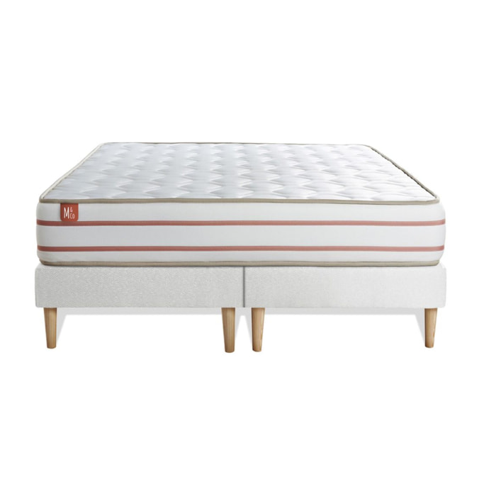Ensemble Matelas Le Doux - 24cm - Mémoire de forme - Zéro transfert de mouvement - Sommier Tapissier Blanc