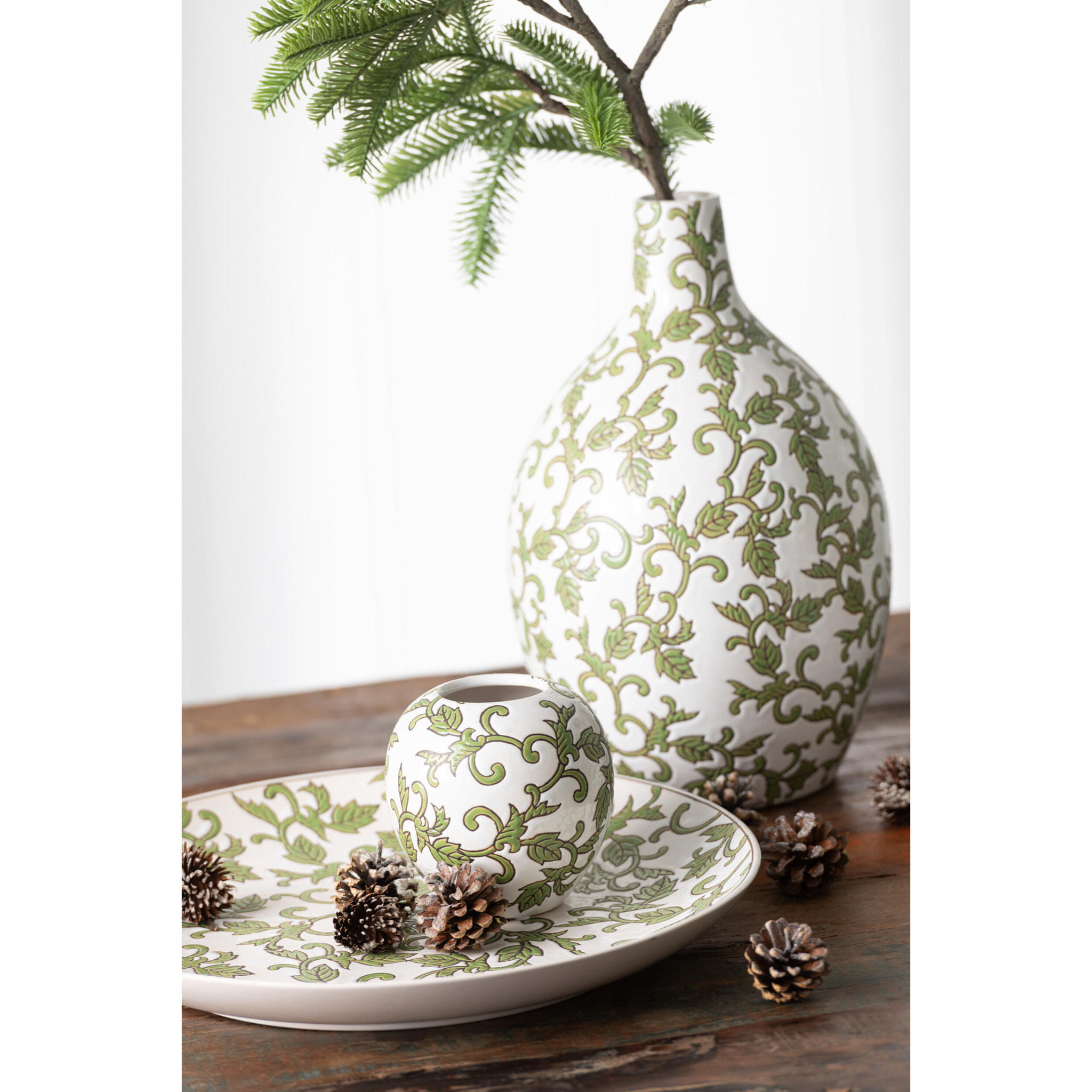 J-Line vase Yezi Rond - porcelaine - vert/blanc