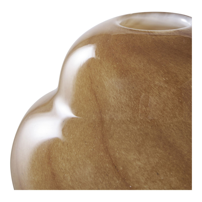 Vaso in vetro marrone caramello forma lobata ø16,5x17 cm