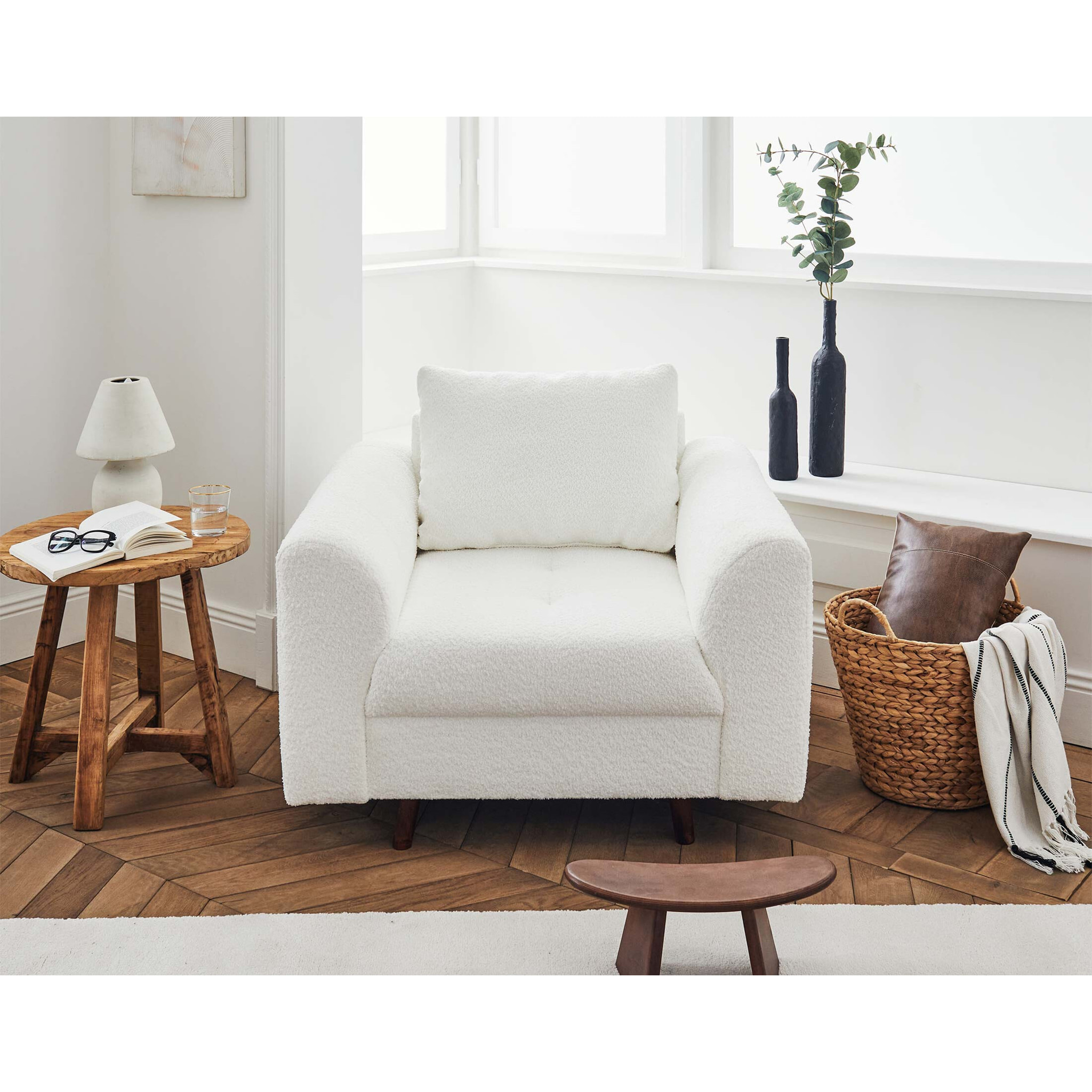 Rune - fauteuil - en tissu bouclette - Blanc