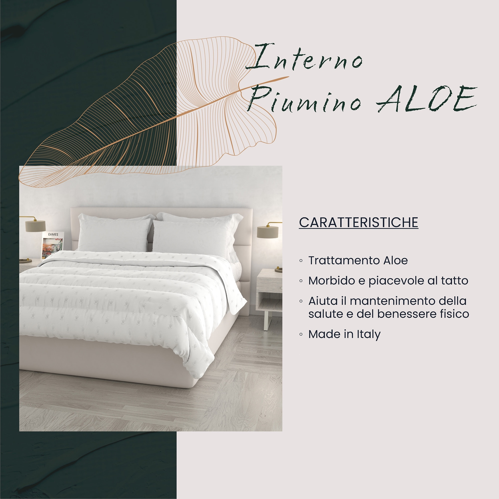 PIUMINO INVERNALE ALOE, 300gr, Microfibra, Made in Italy