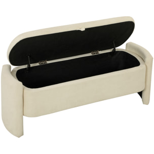 Banquette coffre de rangement design bouclette arrondi beige