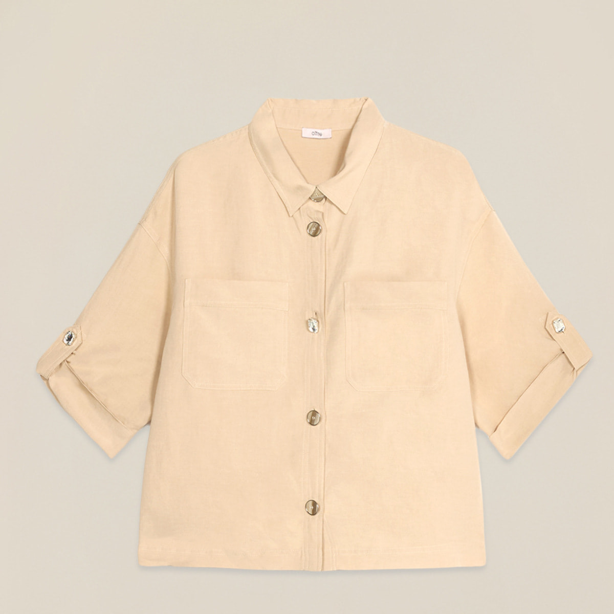 Oltre - Giacca boxy misto lino - Beige