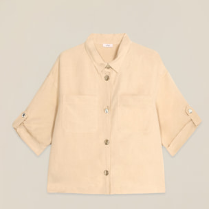 Oltre - Giacca boxy misto lino - Beige