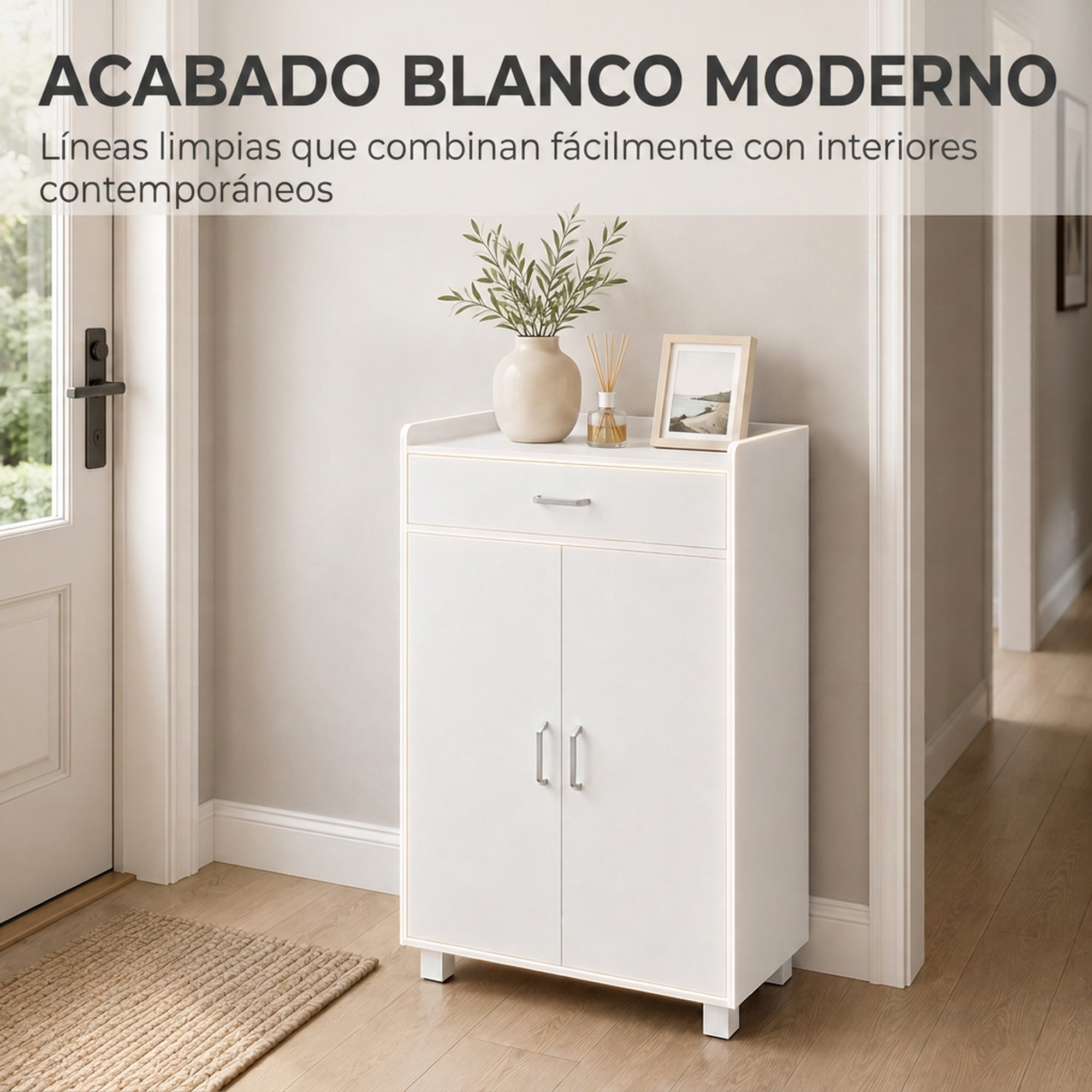HOMCOM Mueble Zapatero con 1 Cajón y 5 Estantes, Armario para Zapatos Moderno con Estantes Ajustables, Zapatero Entrada Recibidor para 12-15 Pares en Pasillo, 62,5x35x95 cm, Blanco