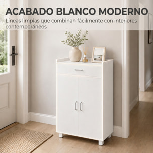 HOMCOM Mueble Zapatero con 1 Cajón y 5 Estantes, Armario para Zapatos Moderno con Estantes Ajustables, Zapatero Entrada Recibidor para 12-15 Pares en Pasillo, 62,5x35x95 cm, Blanco
