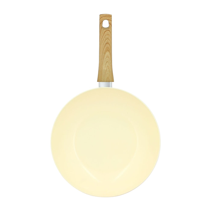 Wok 24cm avec revêtement céramique crème - tous feux COLORAMA