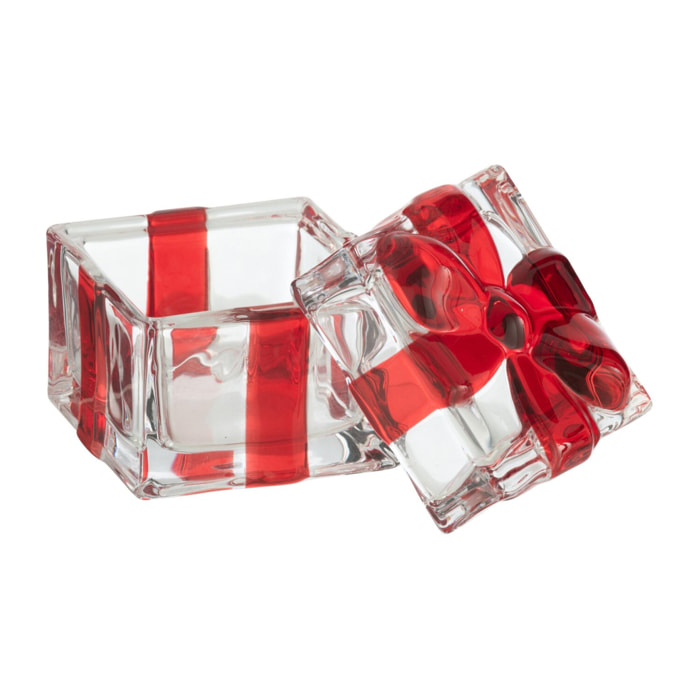 J-Line pot de conservation/photophore Cadeau- verre - rouge - small