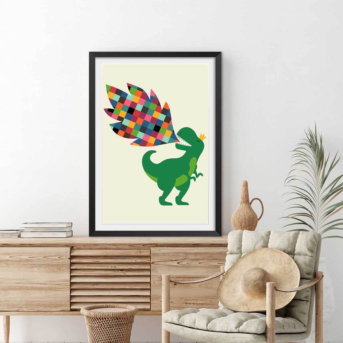 Affiche  dino cracheur de feu Affiche seule