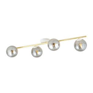 Lampada a sospensione SPLENDI in acciaio bianco e oro con vetro grafite